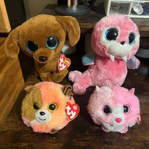 Ty Plush Toy Collection - Brown, Pink, and Orange